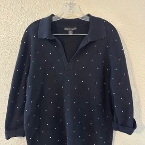 Vintage Polka Dot Plus Size Women’s Knit Top
